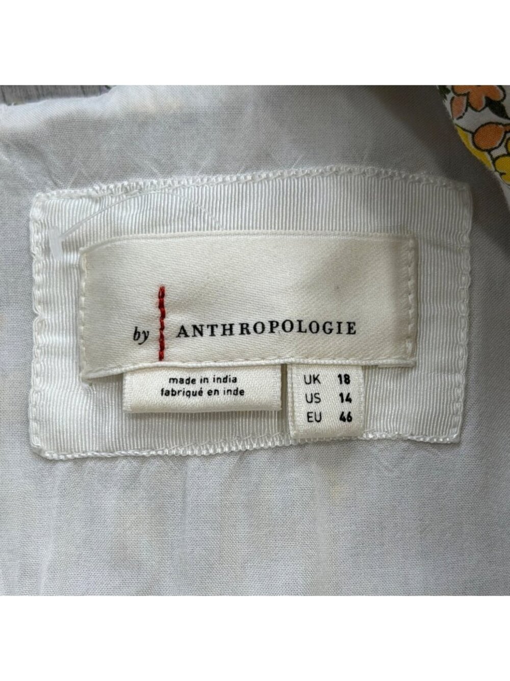 Anthropologie Womens Size 14 Collared Floral Mini Dress Yellow Puff Sleeve - Picture 5 of 9